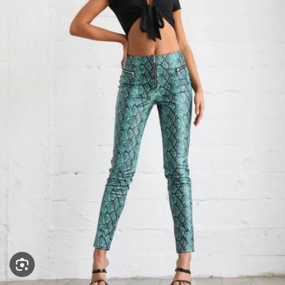 Tiger Mist Pearl Snakeskin Pant in Blue Snake - Picture 2 of 6